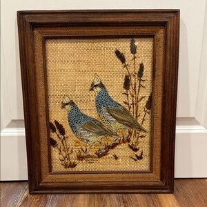 Vintage Reverse Painting on Glass, Matted on Rattan - Karen Maiers 1980